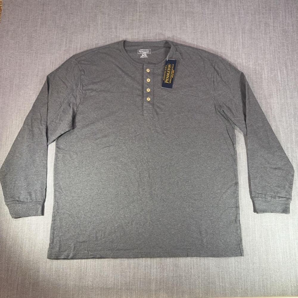 Pendleton Shirt Mens XL Gray Henley Long Sleeve Tagless Tee Basic Casual